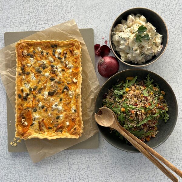 Roasted Pumpkin, Caramelised Onion and Goat Cheese Tart